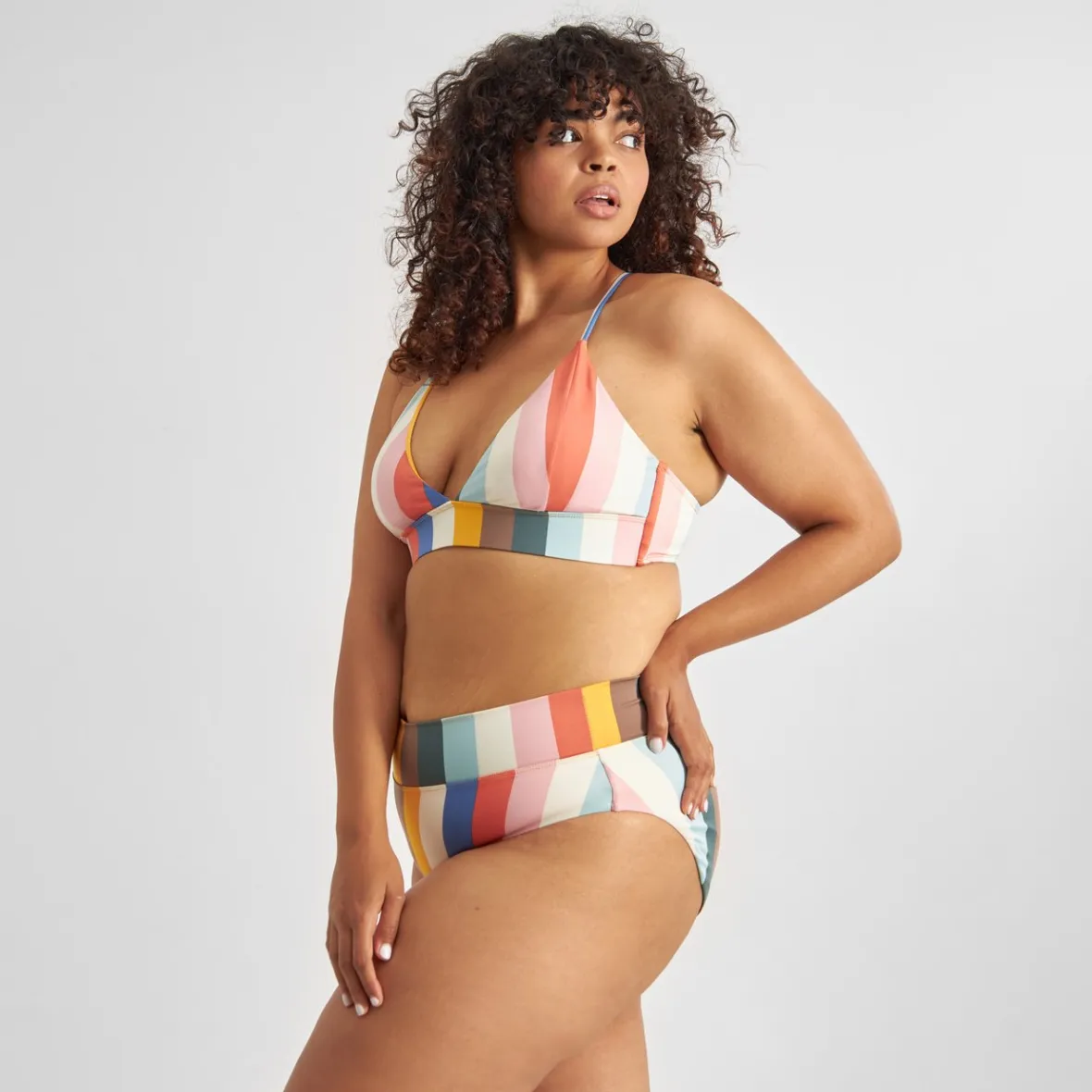 Cheap Bikini Pants Slite Stripes Multi Color Women Swimwear