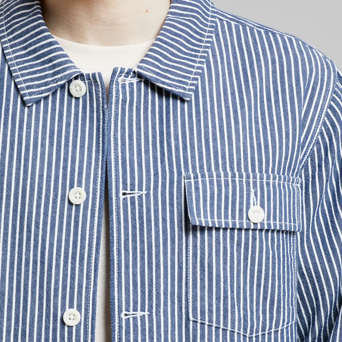 Cheap Jacket Kangos Work Stripe Blue Jackets