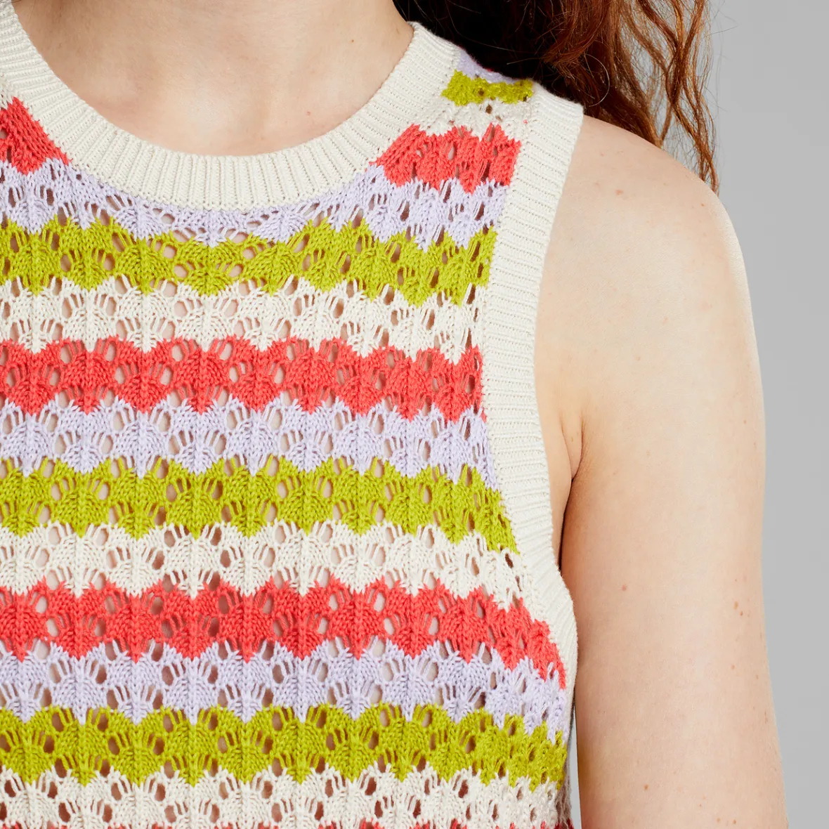 Discount Knitted Dress Kramfors Crochet Stripe Multi Color Women Knitwear | Dresses