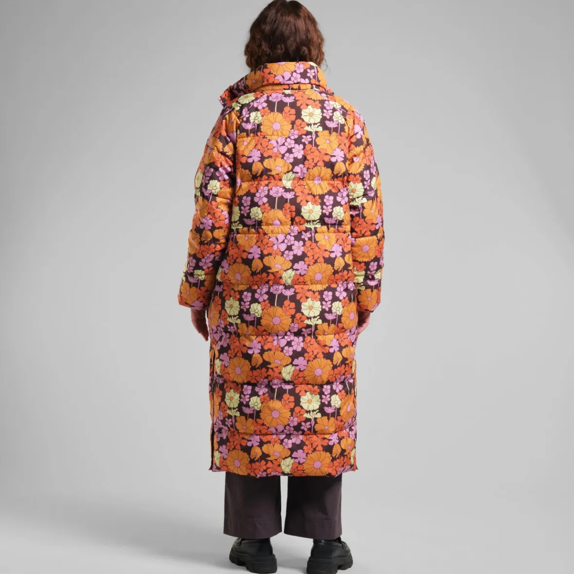 Shop Long Puffer Jacket Karmas Flower Power Multi Color Women Jackets