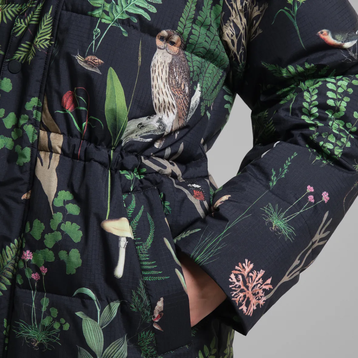 Store Long Puffer Jacket Karmas Secret Garden Multi Color Women Jackets