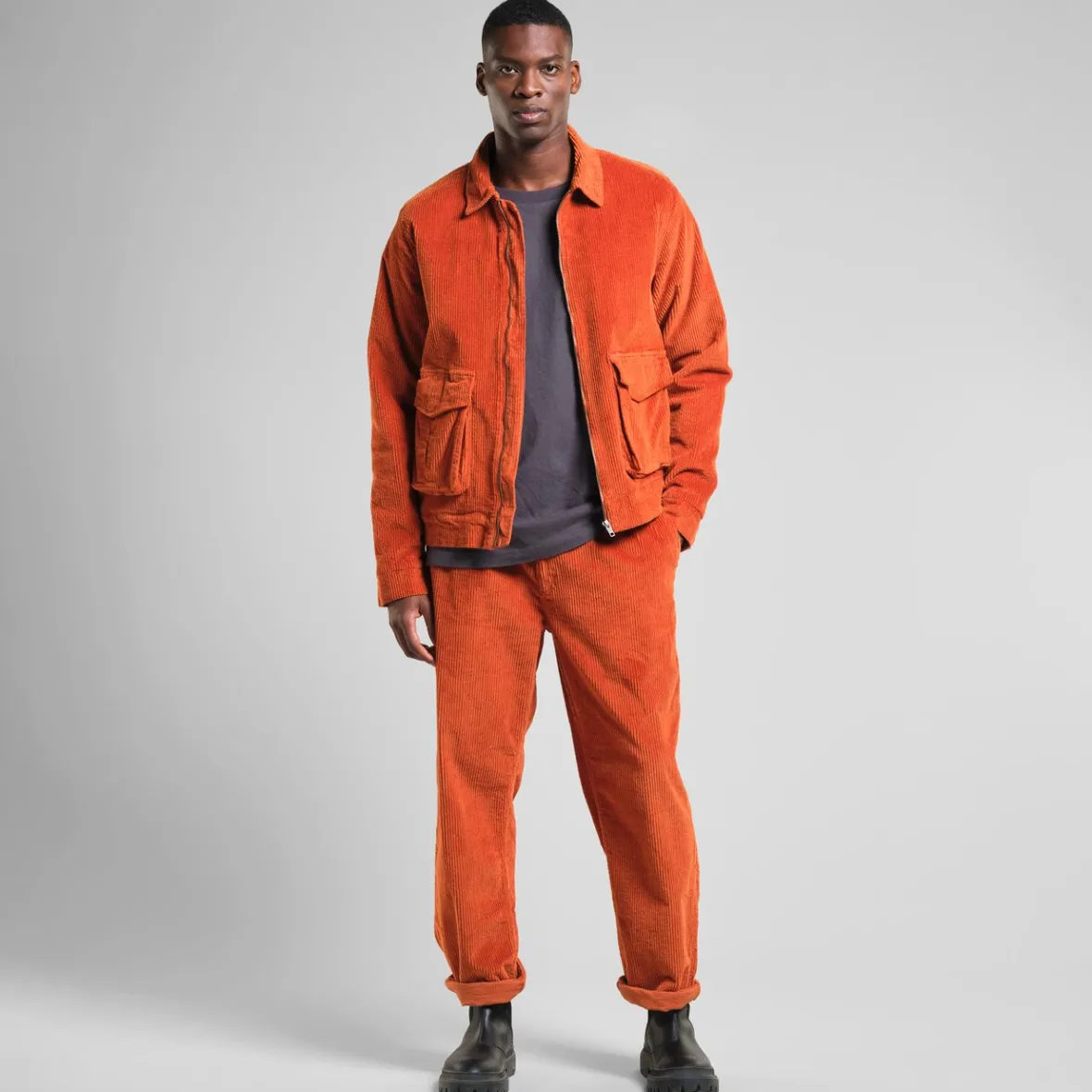 Discount Padded Jacket Vallentuna Corduroy Cinnamon Orange Jackets