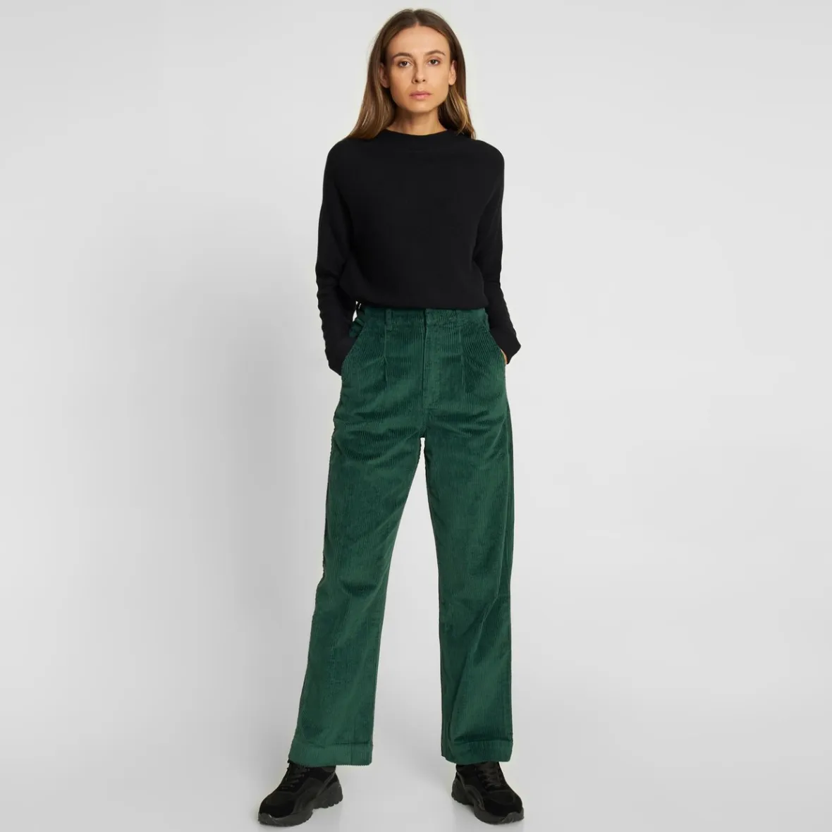 Outlet Pants Uddevalla Corduroy Dark Green Women Pants
