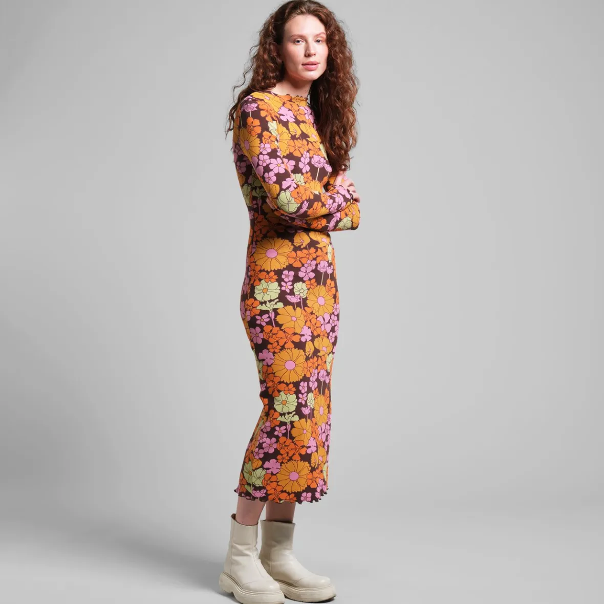 Best Sale Rib Dress Lofta Flower Power Multi Color Women Dresses