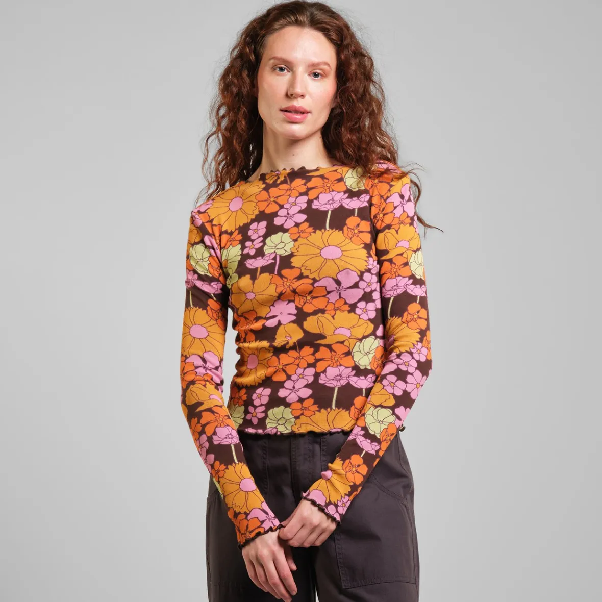 Outlet Rib Top Ryd Flower Power Multi Color Women Tops
