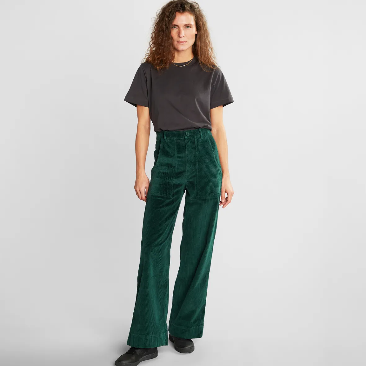 Online Workwear Pants Vara Corduroy Dark Green Women Pants